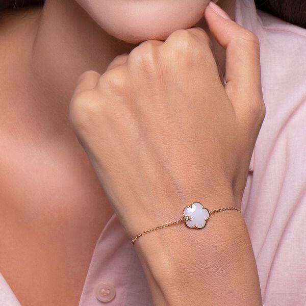 Petit Joli Rose Gold, White Agate and Diamond Bracelet